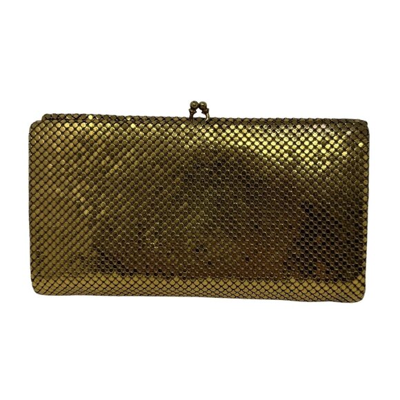 Whiting & Davis gold mesh wallet vintage 1960's kisslock closure Mid Century - Picture 2 of 9